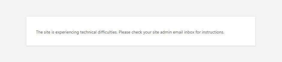 The site is experiencing technical difficulties error