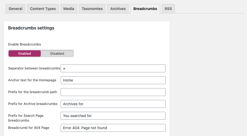 WordPress Yoast SEO Breadcrumbs