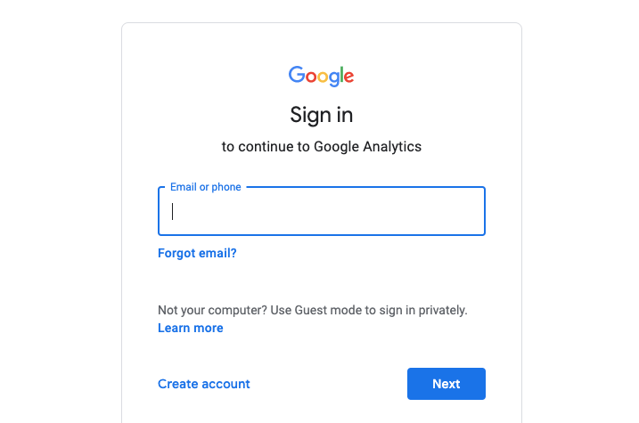 Google Analytics Sign Up